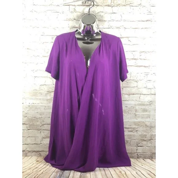 LUSH womens S lavender purple fold over front tunic blouse - Picture 4 of 10